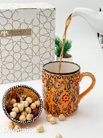 Motifs anatoliens authentiques faits à la main - Tasse en céramique de 10 cm et ensemble de bols de 8 cm 30