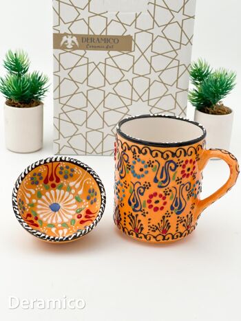 Motifs anatoliens authentiques faits à la main - Tasse en céramique de 10 cm et ensemble de bols de 8 cm 31