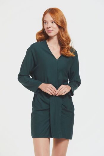 Robe Bohème Courte Fente Vert 1