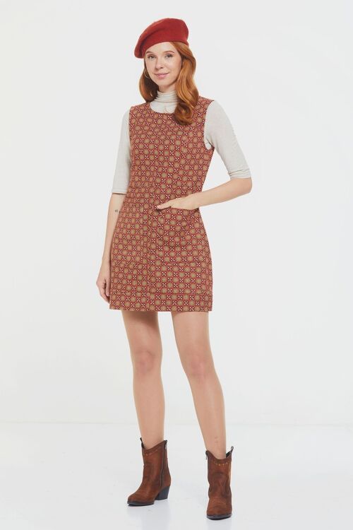 Short Cotton Sleeveless Dress Brown