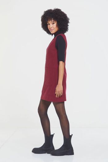 Robe Courte Sans Manches en Coton Rouge Foncé 3