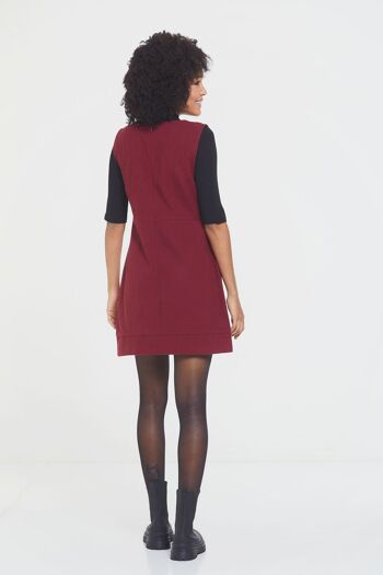 Robe Courte Sans Manches en Coton Rouge Foncé 4