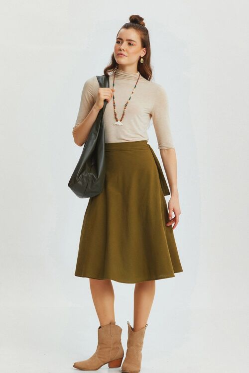 Midi Wrap Skirt Khaki