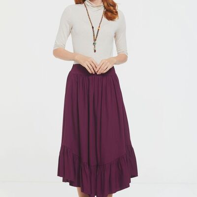 Falda Midi Volante Hippie Morado