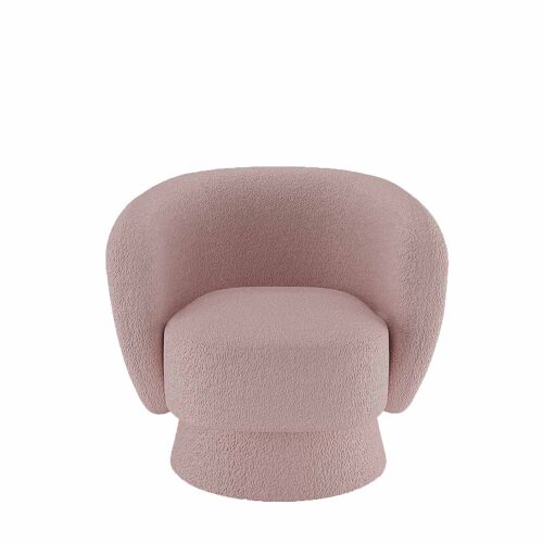 Fauteuil pivotant tissu bouclé rose Salma