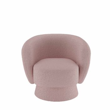 Fauteuil pivotant tissu bouclé rose Salma 1