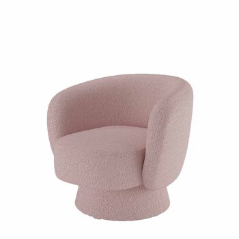 Fauteuil pivotant tissu bouclé rose Salma 3