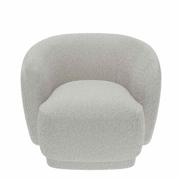 Fauteuil bouclette couleur gris-crème Victoria 1