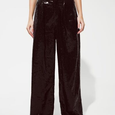 Black Sequins Pants with Flares Legs