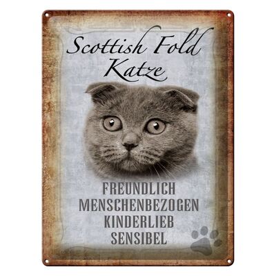 Cartel de chapa con texto "Regalo de gato Scottish Fold" de 30x40 cm