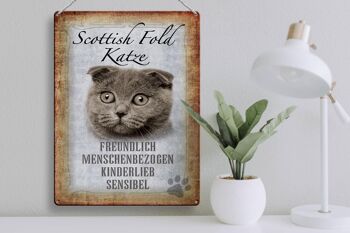 Panneau en étain indiquant un cadeau pour chat Scottish Fold, 30x40cm 3