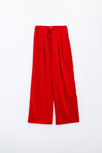 Pantalon décontracté rouge avec fermeture à cordon et poches latérales 6