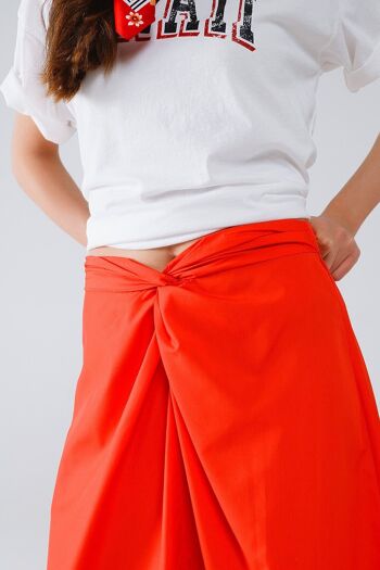 Jupe longue en popeline orange avec détail nœud à la taille 2