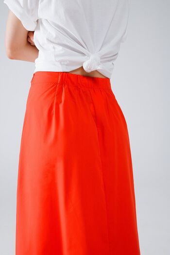 Jupe longue en popeline orange avec détail nœud à la taille 5