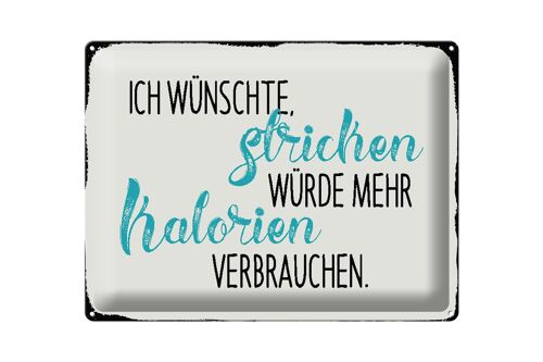 Blechschild Spruch 40x30cm ich wünsche Stricken würde