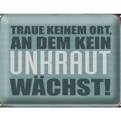 Blechschild Spruch 40x30cm traue keinem Ort kein Unkraut