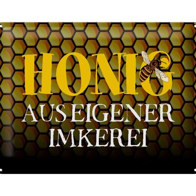 Cartel de chapa con texto "Miel de 40x30 cm de nuestra propia abeja apícola".