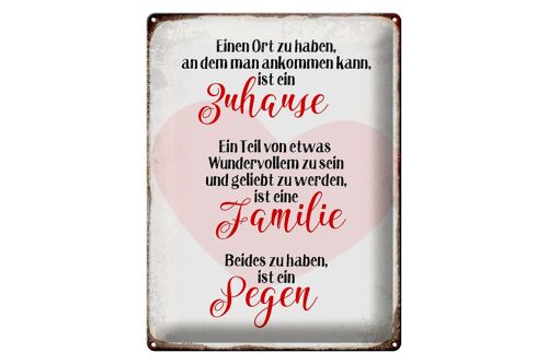 Blechschild Spruch 30x40cm Zuhause Familie Segen Herz