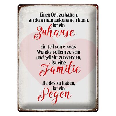 Blechschild Spruch 30x40cm Zuhause Familie Segen Herz