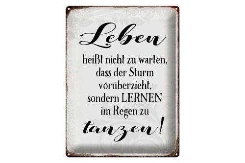 Blechschild Spruch 30x40cm Leben lernen im Regen zu tanzen