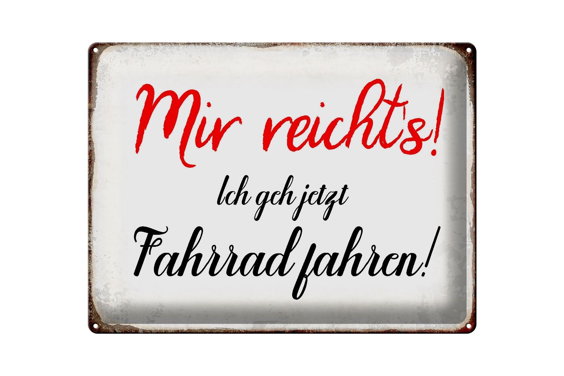 Targa in metallo con scritta 40x30 cm mi basta, vado in bicicletta