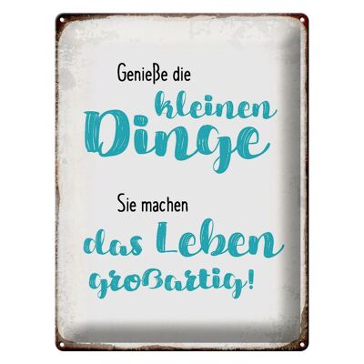 Blechschild Spruch 30x40cm genieße kleine Dinge sie machen