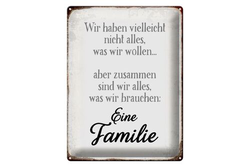 Blechschild Spruch 30x40cm eine Familie zusammen wir alles