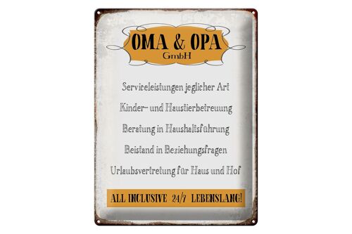 Blechschild Spruch 30x40cm Oma Opa GmbH 24/7 lebenslang