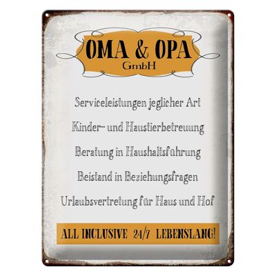 Blechschild Spruch 30x40cm Oma Opa GmbH 24/7 lebenslang