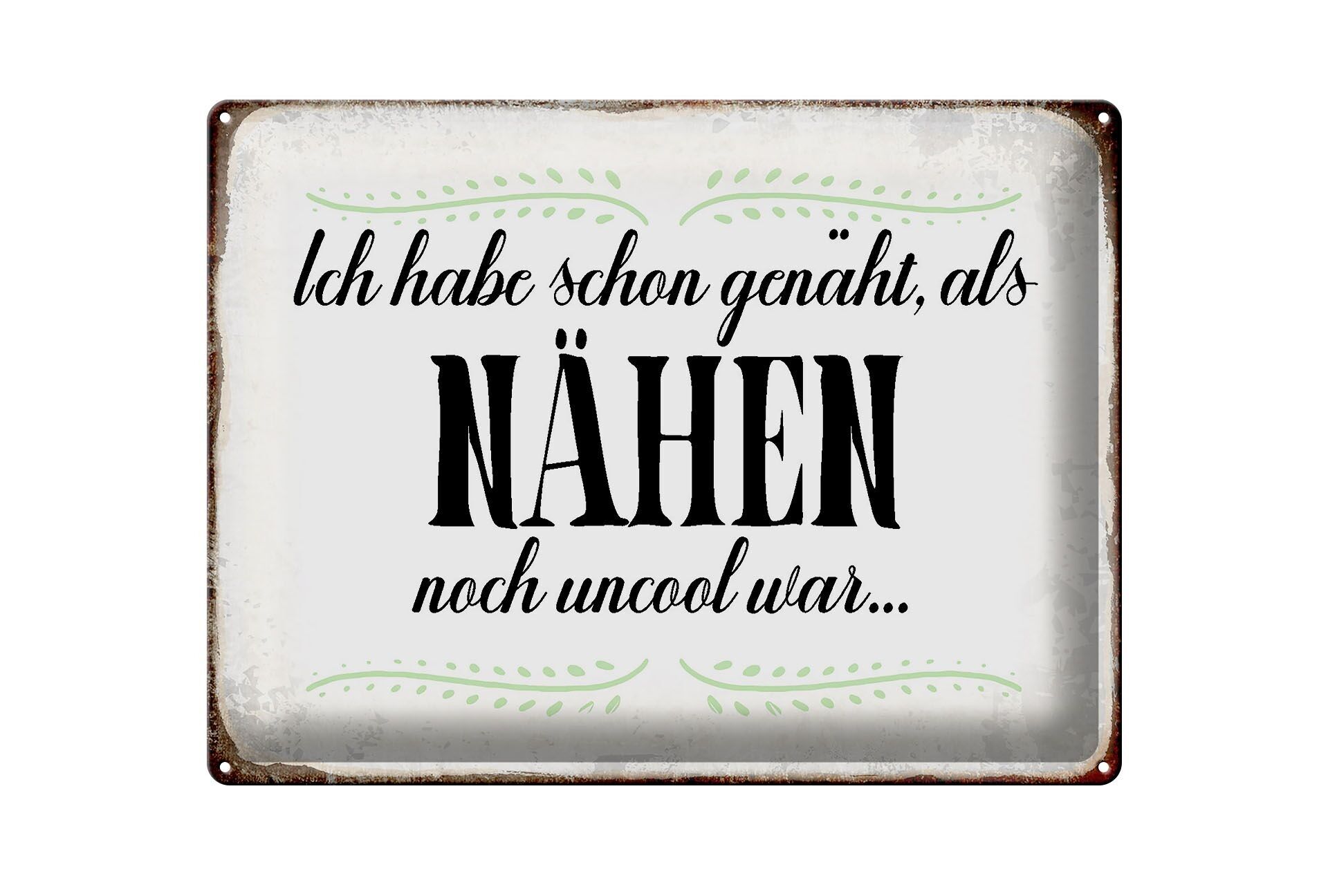 Targa in metallo con scritta 40x30 cm Ho già cucito prima di cucire