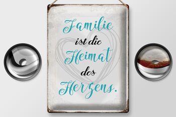 Plaque en étain disant 30x40cm La famille est la maison du cœur 2