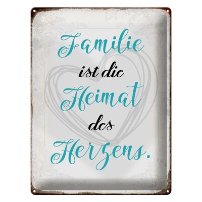 Metal sign saying 30x40cm Family is home of the heart