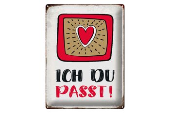 Plaque en étain disant 30x40cm I you fit heart love 1