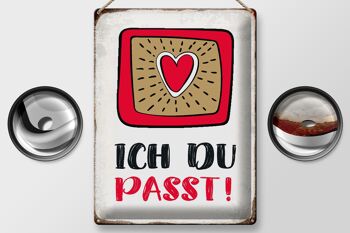 Plaque en étain disant 30x40cm I you fit heart love 2