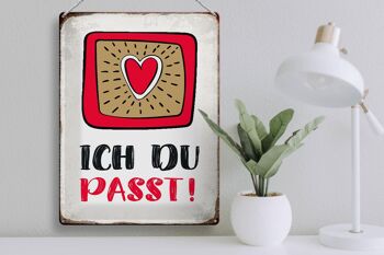 Plaque en étain disant 30x40cm I you fit heart love 3