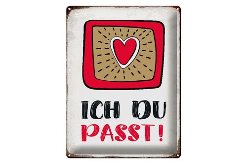 Blechschild Spruch 30x40cm ich du passt Herz Liebe