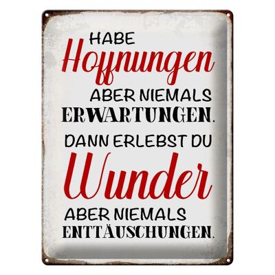 Blechschild Spruch 30x40cm habe Hoffnung Erwartungen Wunder