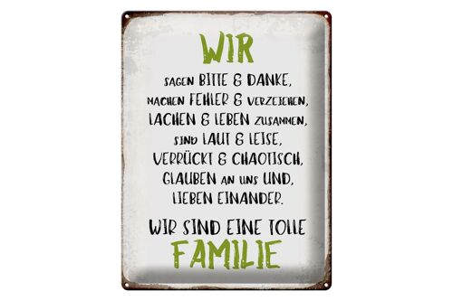 Blechschild Spruch 30x40cm wir sind eine tolle Familie