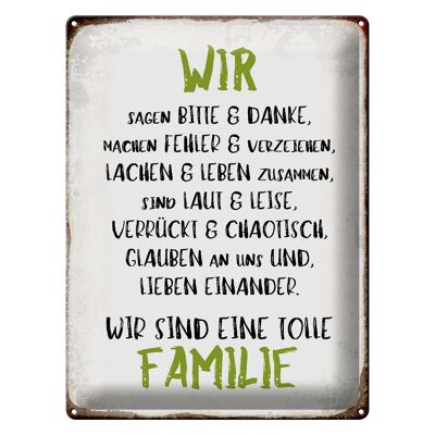 Blechschild Spruch 30x40cm wir sind eine tolle Familie