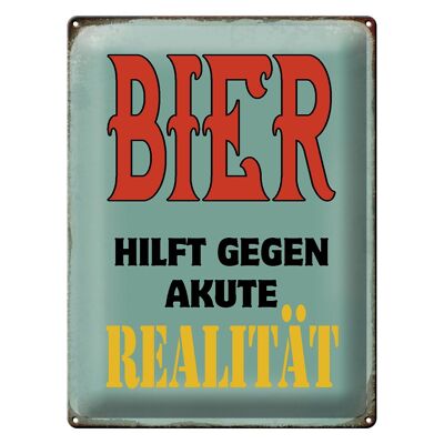 Blechschild Spruch 30x40cm Bier hilft gegen akute Realität