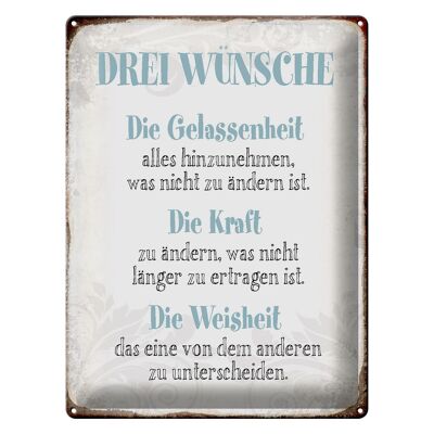 Blechschild Spruch 30x40cm 3 Wünsche Gelassenheit Kraft