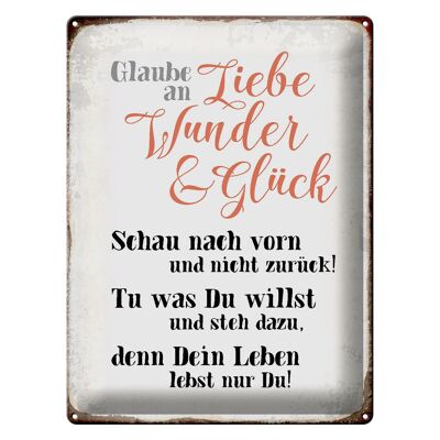 Blechschild Spruch 30x40cm glaube an Liebe Wunder Glück