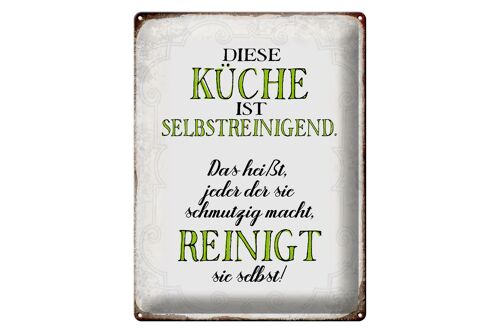 Blechschild Spruch 40x30cm diese Küche ist selbstreinigend