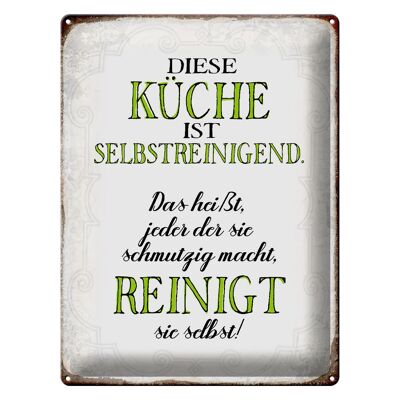 Blechschild Spruch 40x30cm diese Küche ist selbstreinigend