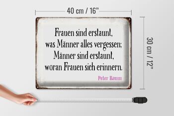 Panneau en étain disant 40x30cm Les femmes et les hommes sont étonnés de ce que 4