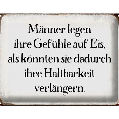 Blechschild Spruch 40x30cm Männer legen Gefühle auf Eis