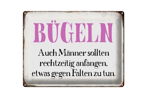 Blechschild Spruch 40x30cm Bügeln auch Männer sollten