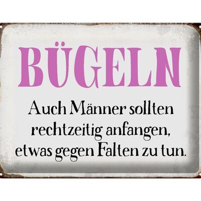 Blechschild Spruch 40x30cm Bügeln auch Männer sollten