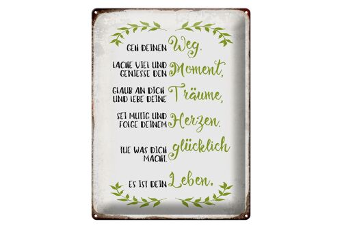 Blechschild Spruch 30x40cm geh deinen Weg lache viel