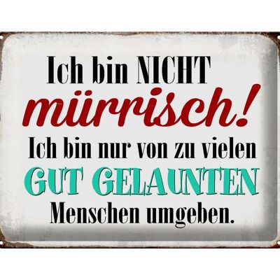 Blechschild Spruch 40x30cm ich bin nicht mürrisch bin nur